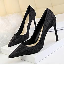 Women's Glitter Matte High Heel Closed Toe Pumps Shoes