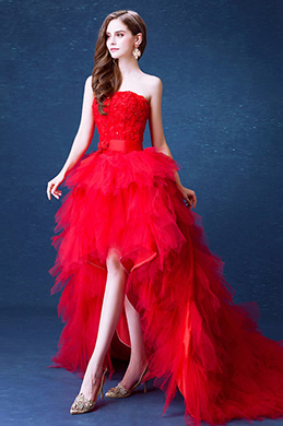 Rot Corsage Ausgestattetes Mieder Langes Abendkleid
