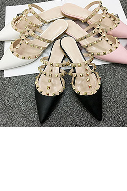 Simple Toe Closed Pointed Flat Slipper Shoes