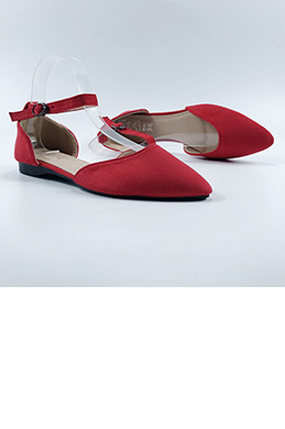 Women Suede Buckle Pointed Flat Shoes