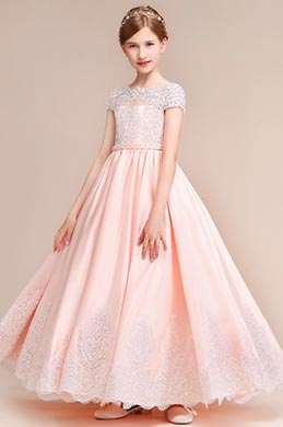 Robe de Demoiselle d'Honneur Rose pour Fille