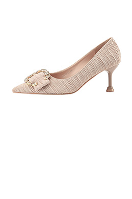 Women's Elegant Rhinestone Closed Toe Mid Heel Pumps Shoes