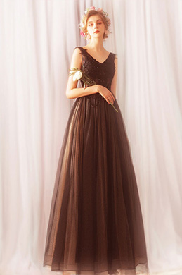 Sexy Schwarz Tüll Lang Damen Party Prom Kleid