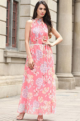 Sleevless Printed Dress Holiday Dress