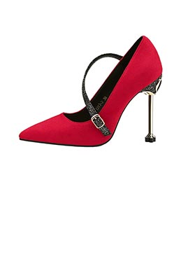 Women's Suede Buckle Metal High Heel Pumps Shoes