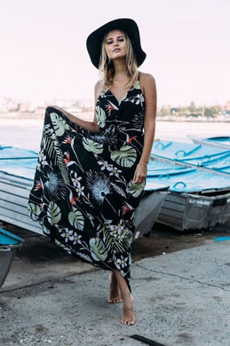 Chic Plus Size Spaghetti Printed Dress Holiday Dress
