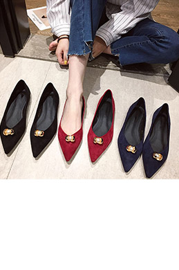 Women Daily Suede Toe Closed Pointed Flat Shoes