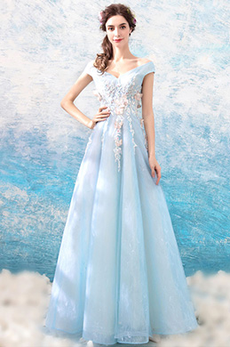 Sexy V-Cut Embroidery Formal Women Party Dress