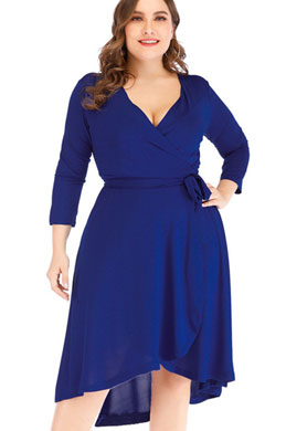 Classic Plus Size V-cut Cocktail Dress Women Dress