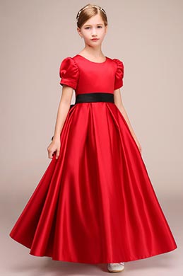 Vestido de Niña de las Flores niños Cuello Redondo Rojo Vestido de Niña de las Flores niños Cuello Redondo Rojo