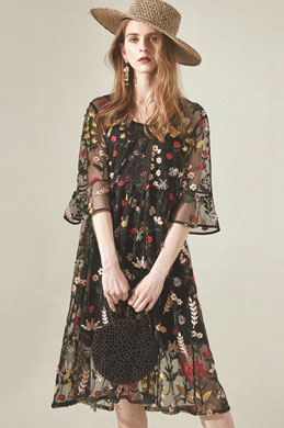 Two Pieces Organza Summer Dress Day Wear
