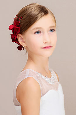 Artificial Flower Red Girl Comb Headwear