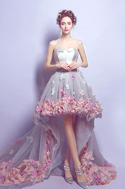 Vestido de Fiesta de la Boda del Tren Largo corsé Flor