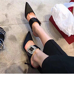Women Satin Toe Closed High Heels Shoes