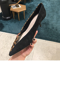 Women's Suede Pattern Toe Closed Mid Heels Shoes