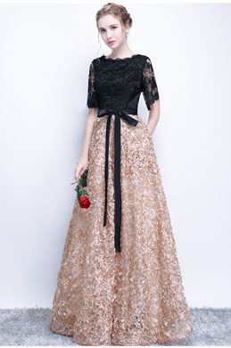 Black Lace Applique Elegant Party Prom Dress Black Lace Applique Elegant Party Prom Dress