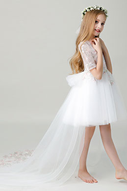 Embroidery Wedding Flower Girl Dress