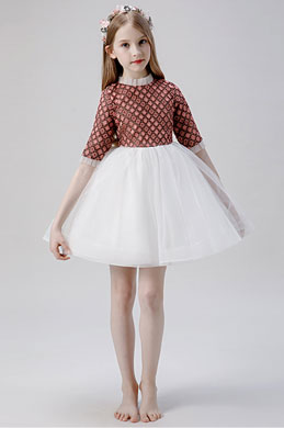 High Neck Wedding Flower Girl Dres