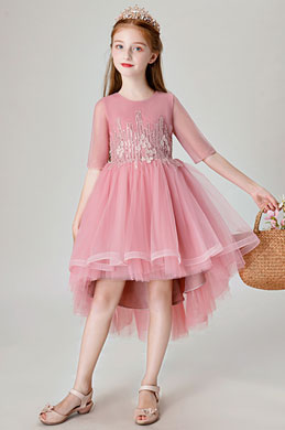 Round Neck Children Wedding Flower Girl Dress
