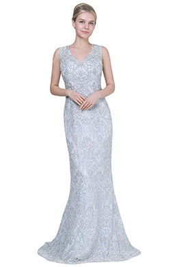 Sexy V-Cut Beaded Lace Appliques Women Party Dress
