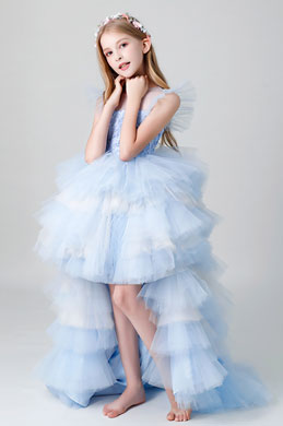 Princess Blue Multi-layer Flower Girl Dress