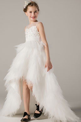 Princess Sheer Top Children Wedding Flower Girl Dress