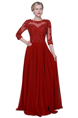 NEW Red Half Sleeves Formal Mother of Bride Dress