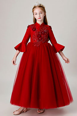 High Neck Children Wedding Flower Girl Dress
