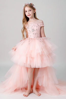 Pink Children Wedding Flower Girl Dress