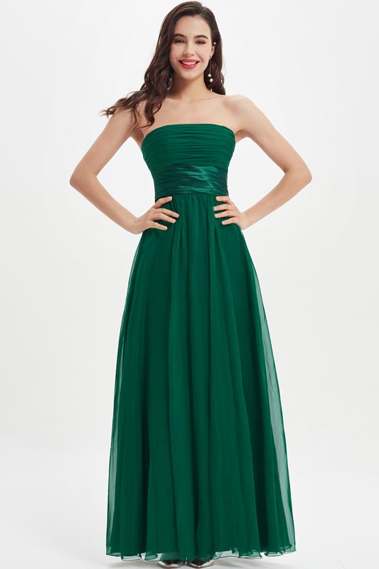 Korsett Trägerlos Dunkel Grün Brautjunfernkleid