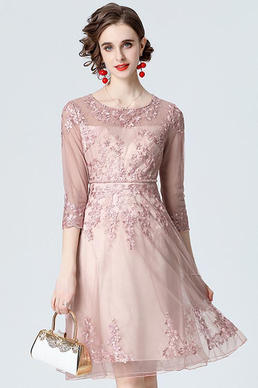 New Half Sleeves Beading Lace Party Gown Mother Dress