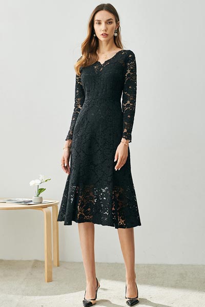 Sexy V-Cut Neckline Lace Appliques Party Evening Dress