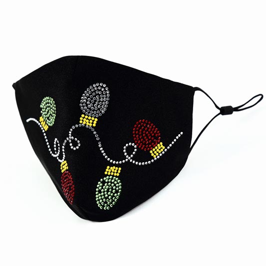Black Material Mask with Beading