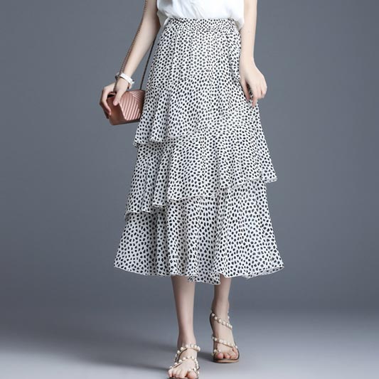 Spot Layered Summer Holiday Party Maxi Skirt Dress