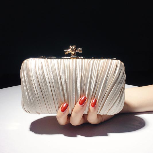 Pleated Trim Evening Clutch Evening Bag