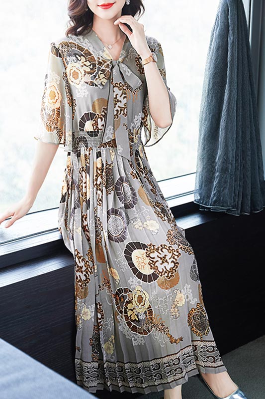 New Women Printed Chiffon Party Summer Holiday Dress