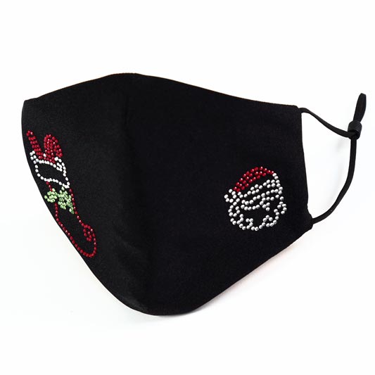 Black Christmas Protective Dust Washable Cloth Face Mask with Pattern