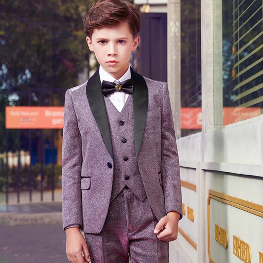 New Notch Lapel 5 Pieces Ticket Pocket Boys Suit