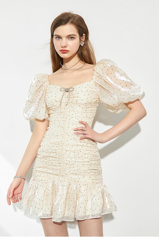 New Short Sleeves Ruffles Mini Dress Summer Dress for Women