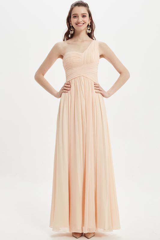 Eine Schulter Chiffon Hochzeit Brautjungfernkleid
