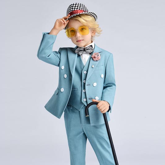 New High Quality Blue 4 Pieces Formal Suits Boys' Suits