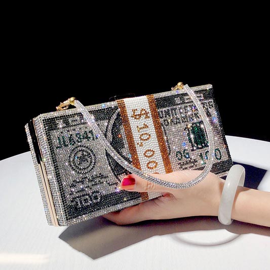 Dollars Crystal Clutch Purses for Women Evening Party