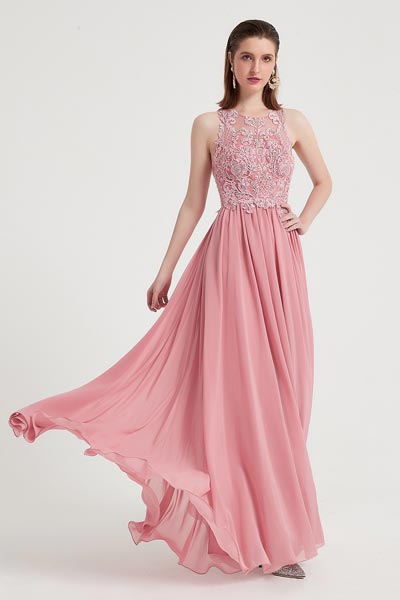Sexy Sleeves Roud Neck Embroidery Party Evening Dress