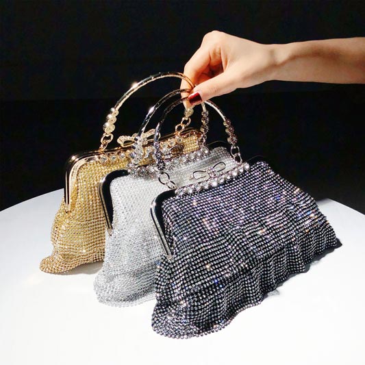 Beaded Sequin Design Evening Purse Clutch Bag