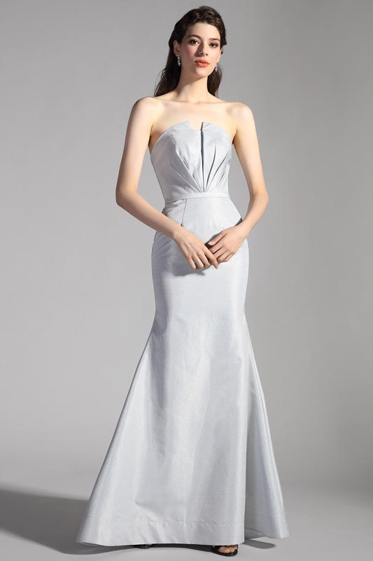 Vestido de fiesta de sirena de corsé único gris cla