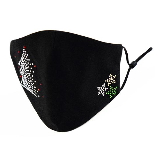Christmas Washable Protective Black Mask with Beads