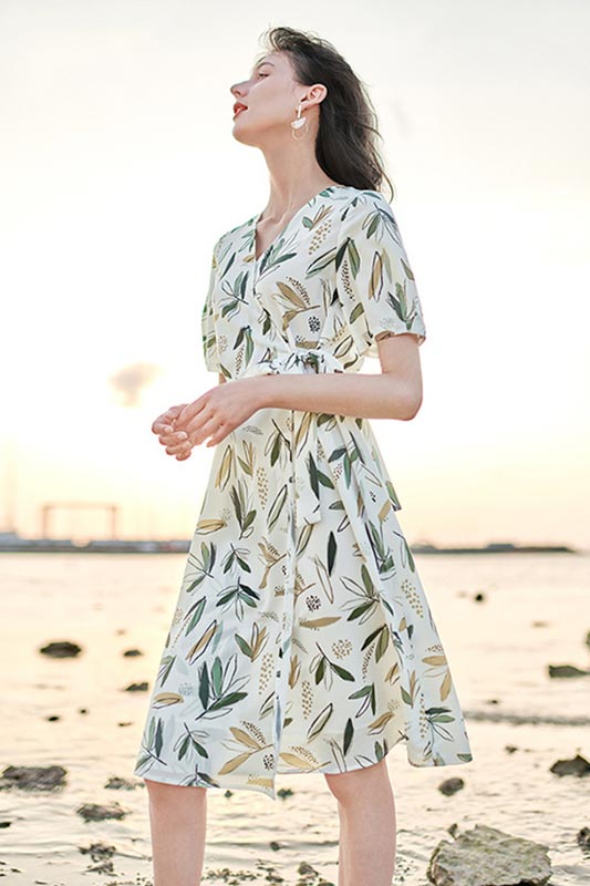 Neues Kurzarm-Print-Midikleid Sommerkleid für Damen Neues Kurzarm-Print-Midikleid Sommerkleid für Damen