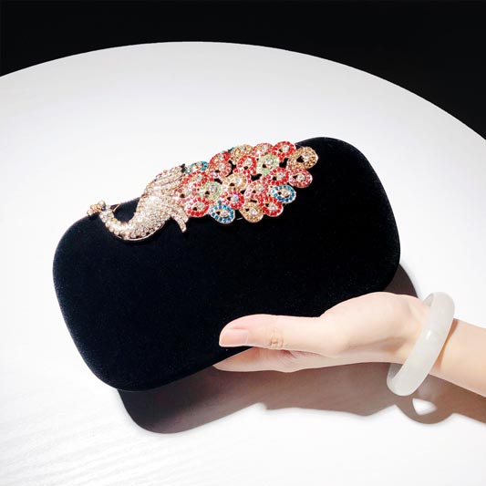 Envelope Clutch Purse Velvet Crystal Evening Handbag