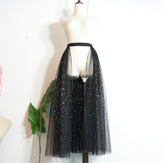 New Sparkly Sequins Tulle Overskirt Long Tutu Skirt