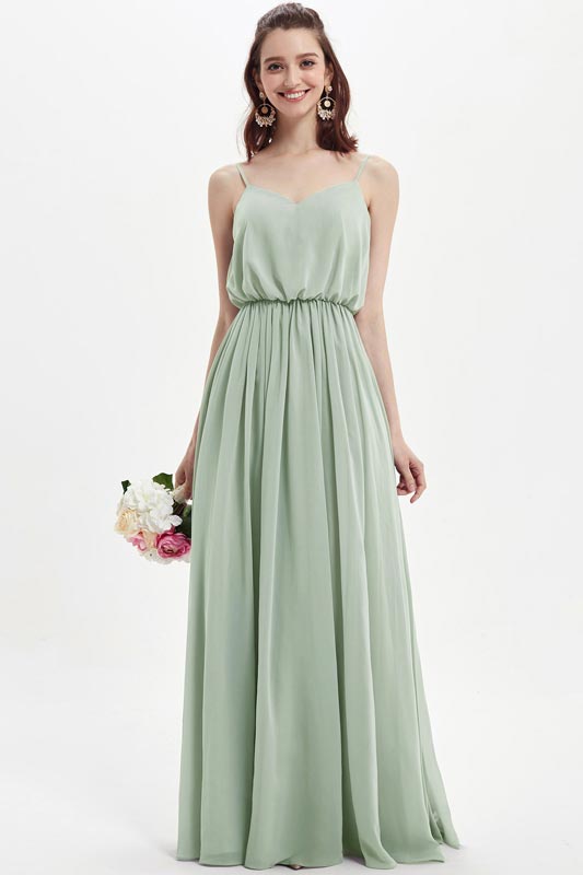 Robe de Demoiselle d'Honneur Longue en Mousseline